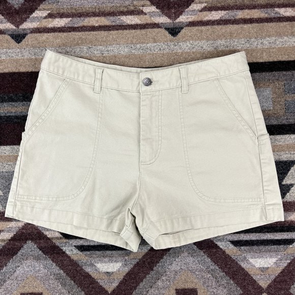 Patagonia Womens Shorts 10 Organic Cotton Tan 2" Inseam Four Pockets Hiking - Picture 1 of 11